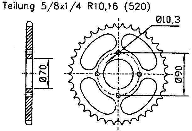 Kawasaki 300 KEF B1-B3 Lakota USA 01-03 rear sprocket 43 teeth