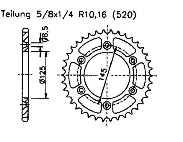 Kettenrad 44 Zähne für Cagiva 125 W8 92-99