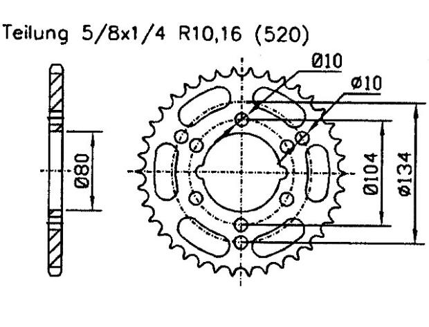 Polaris 350 Trail Boss L 2 x 4 90-93 rear sprocket 34 teeth