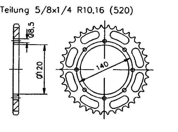 Kawasaki 650 KLX R 99-01 Kettenrad 43 Zähne