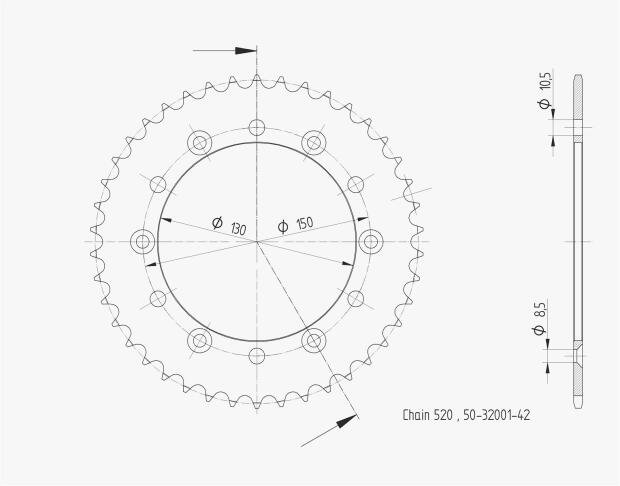 Honda NX 650 Dominator rear sprocket 42 teeth