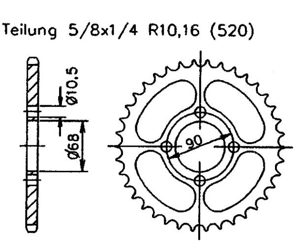 Honda 200 MTX RWD,RWF 83-86 Kettenrad 42 Zähne