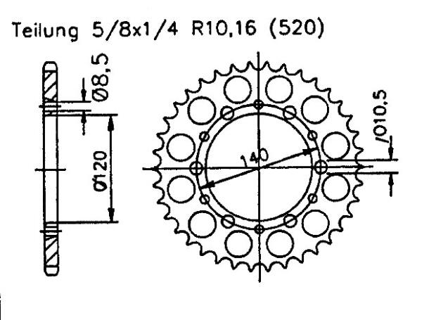 Kawasaki 250 KV A3-A4 85-86 Kettenrad 44 Zähne