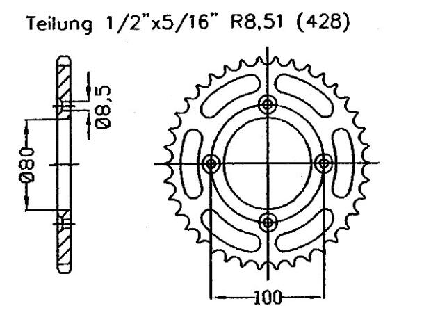 Honda 100 CRF F & USA 04-11 Kettenrad 50 Zähne