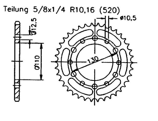 Kettenrad 44 Zähne für MZ 1000 S Chain 520 03-04