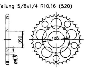 MZ 600 Sport Cup 97-98 rear sprocket 39 teeth