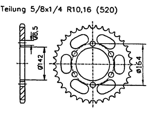 Hyosung 250 GT Comet 06-09 Kettenrad 46 Zähne
