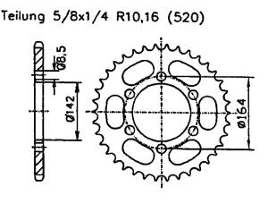 Hyosung 250 GT Comet 06-09 Kettenrad 46 Zähne