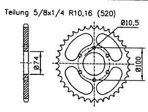 Hyosung 250 GV Aquila F1 10 Kettenrad 46 Zähne