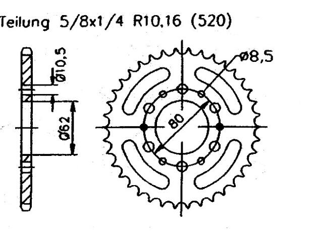 Yamaha 240 XT  rear sprocket 46 teeth