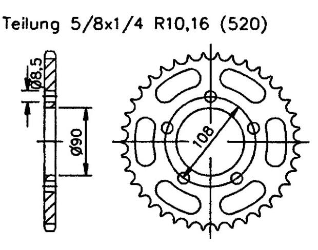 Aprilia 600 ETX Tuareg 85-87 rear sprocket 46 teeth