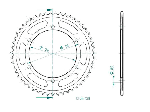 Yamaha 125 TZR RR 96-00 rear sprocket 51 teeth