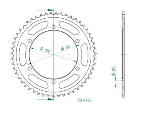 Yamaha 125 TZR RR 96-00 rear sprocket 51 teeth