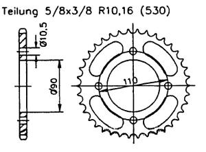 Yamaha 400 XS DOHC 1982 Kettenrad 38 Zähne