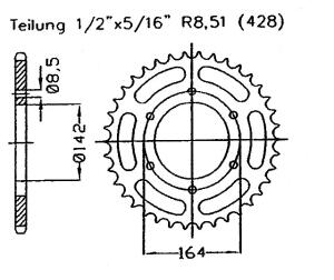 Hyosung 125 GT Naked 03-11 rear sprocket 52 teeth