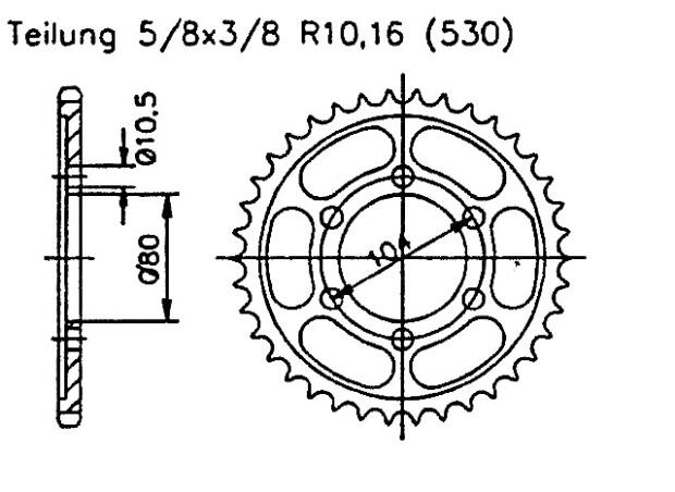 Rear sprocket 38 teeth Kawasaki GPZ 550 KZ D1 ZX550 H1-H2 Unitrack 81-82