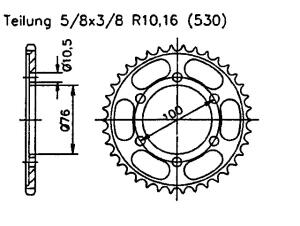 Suzuki 650 GR X-D,E,F GP51A 93-85 rear sprocket 38 teeth