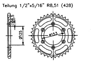 Kettenrad für Honda XR 125 L JD19 Zähnezahl 54