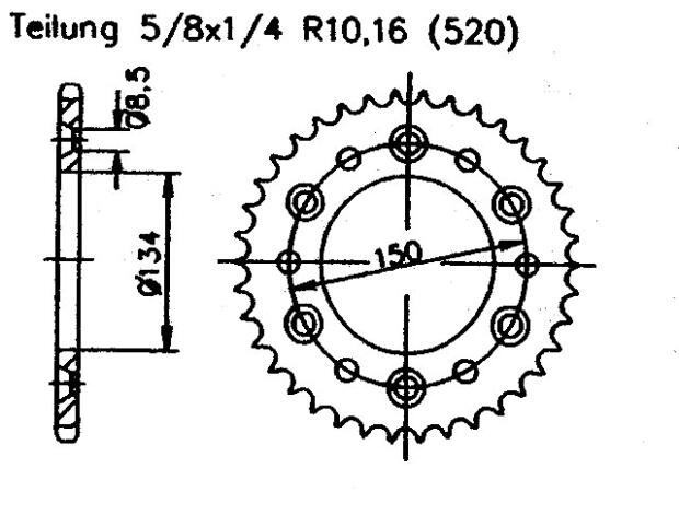 Kawasaki 250 KX M1-M2 USA 03-04 rear sprocket 49 teeth