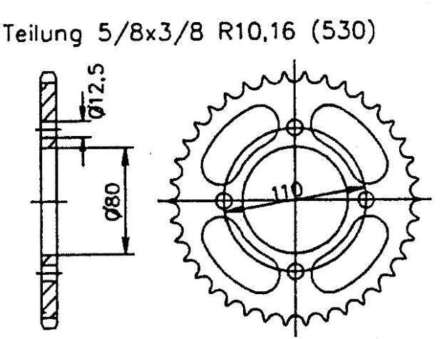 Honda 650 CB C RC05 81-82 rear sprocket 40 teeth