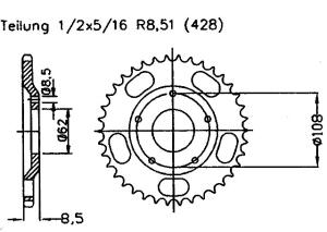 Sachs 125 XTC 4-Takt 03 Kettenrad 55 Zähne