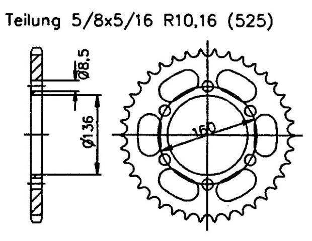 Sachs 650 A Roadstar V1.6 00-02 Kettenrad 41 Zähne