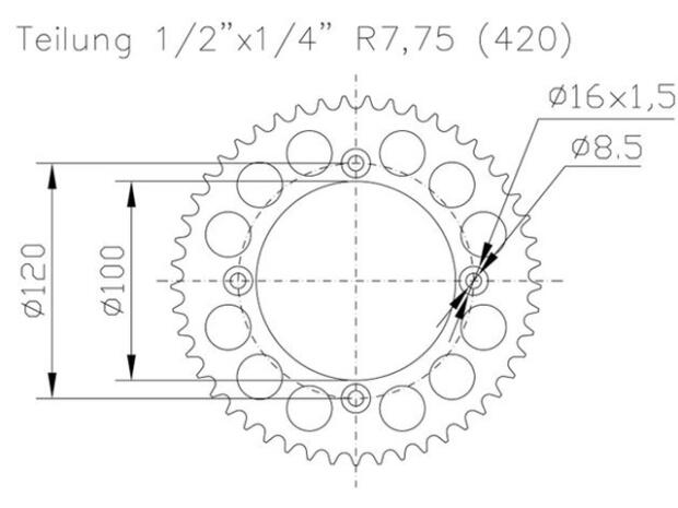 Betamotor 50 RR rear sprocket 51 teeth