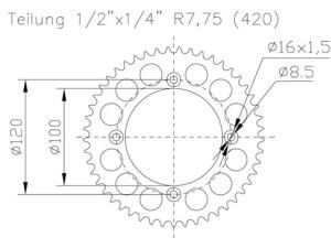 Betamotor 50 RR rear sprocket 51 teeth