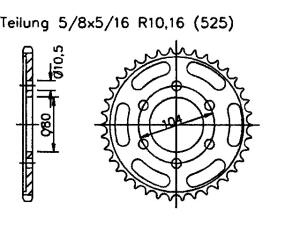 Kawasaki 1000 ZX-10R (ZX1000 D6F, D7F) Ninja & USA 06-07 rear sprocket 40 teeth