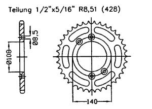 Rear sprocket 51 teeth Suzuki DR 125 Z