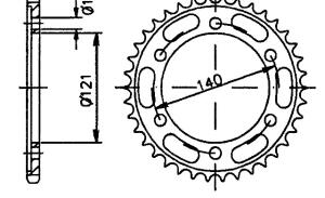 Cagiva 650 V-Raptor 06-07 rear sprocket 45 teeth