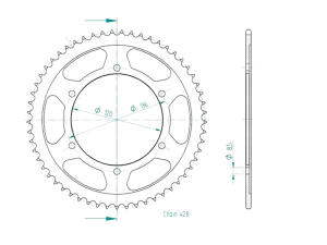 Yamaha 125 TDR 95-01 rear sprocket 57 teeth