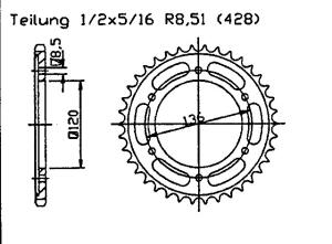 Yamaha 125 TDR125 4 FR 93-94 rear sprocket 57 teeth