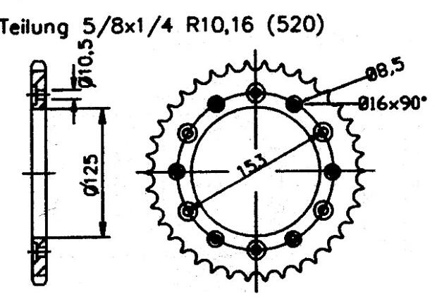 Honda 250 CR R 02-05 Kettenrad 48 Zähne