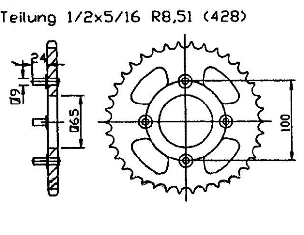 Kettenrad für San Yang Husky 125 Zähnezahl 41