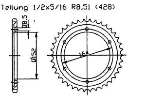 Kettenrad 55 Zähne für Yamaha 400 SR Japan