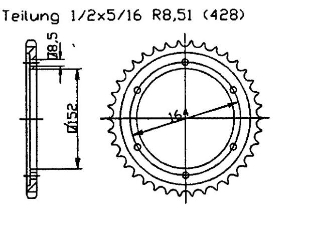 Kettenrad 55 Zähne für Yamaha SR 500 91-00