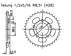 Kettenrad für MZ RT 125 Zähnezahl 49