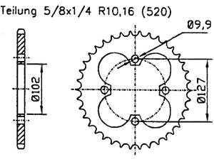 Kettenrad 37 Zähne für Polaris 500 Predator 02-04