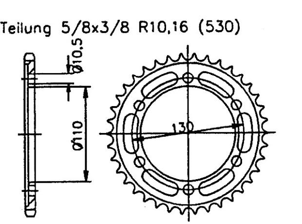 Kawasaki 600 GPZ R (ZX600A1-A5) 85-89 Kettenrad 39 Zähne