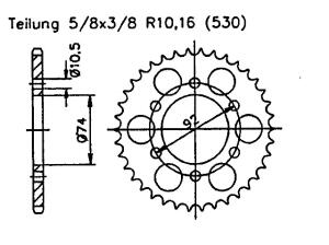Yamaha 550 XJ 81-85 rear sprocket 45 teeth
