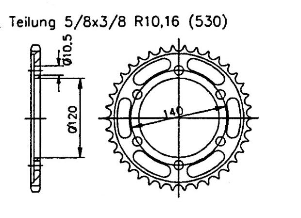 Kawasaki 600 ZX D1-D4 Ninja (ZX-6) USA 90-93 rear sprocket 45 teeth