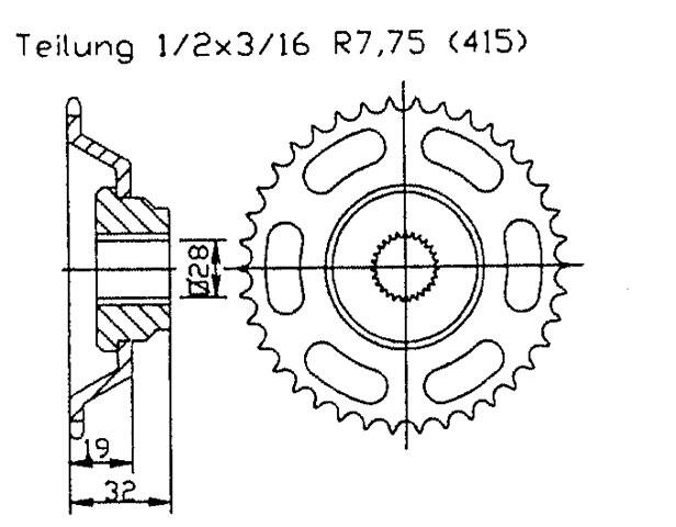 Aprilia 50 RS Extrema 3V 92-94 rear sprocket 43 teeth