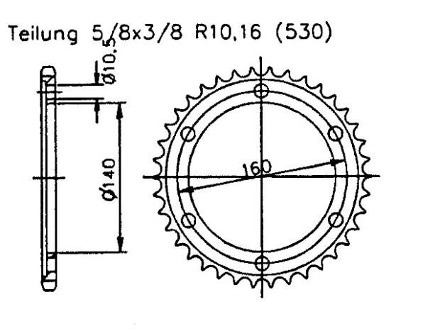 Kawasaki 1100 ZZ-R (ZX1100 D6-D7) 98-99 rear sprocket 44 teeth