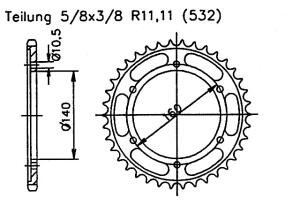 Kawasaki 1000 ZX10 (ZX1000 B1-B3) Tomcat 88-90 Kettenrad...