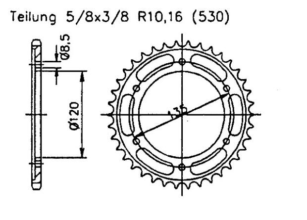 Yamaha 600 FJ L/LC/N/NC USA 84-85 rear sprocket 45 teeth
