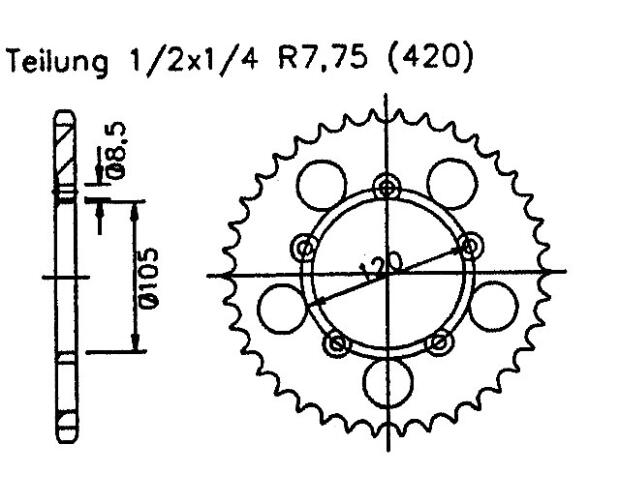 Kettenrad für Aprilia RX 50 Zähnezahl 51