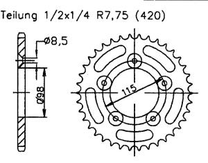 für KTM 65 SX 02-10 Kettenrad 50 Zähne