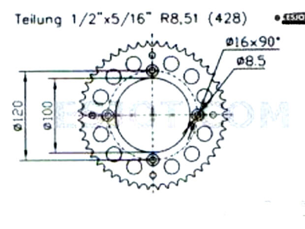 Kettenrad für Yamaha YZ 85 A Zähnezahl 47