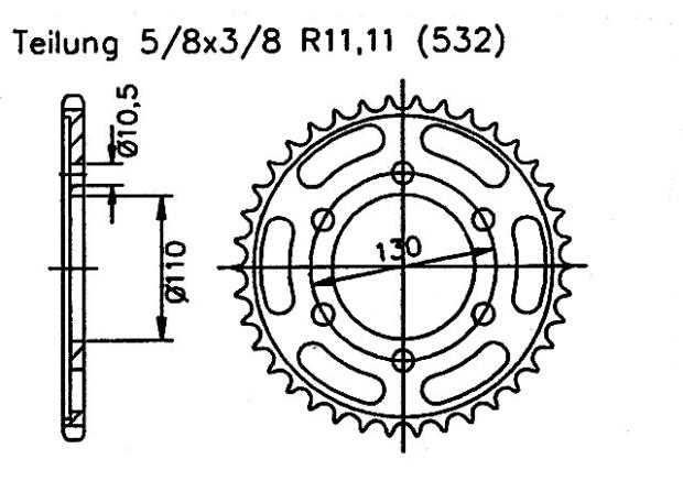 Yamaha 600 YZF-R6 5SL 03-05 Kettenrad 48 Zähne